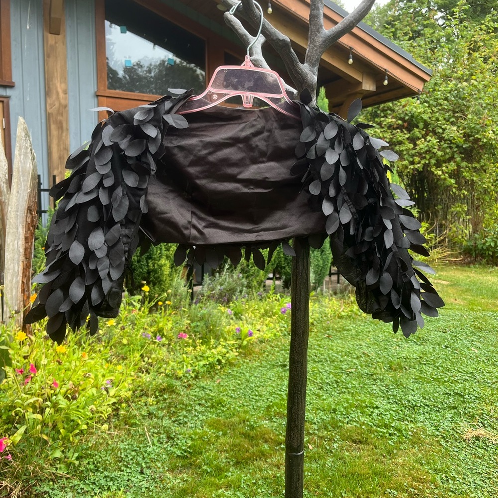Goth Halloween Black Feathered Costume Shrug